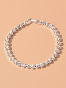 PULSEIRA GRAVADA COM STRASS PRATA